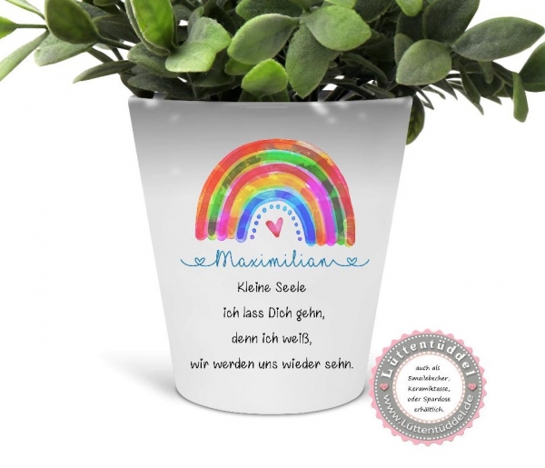 stiller Blumentopf - Vase Regenbogen Name personalisiert  Sternenkind Trauer  Grab, Urnengrab, Abschied, Mitbringsel....von Lüttentüddel®